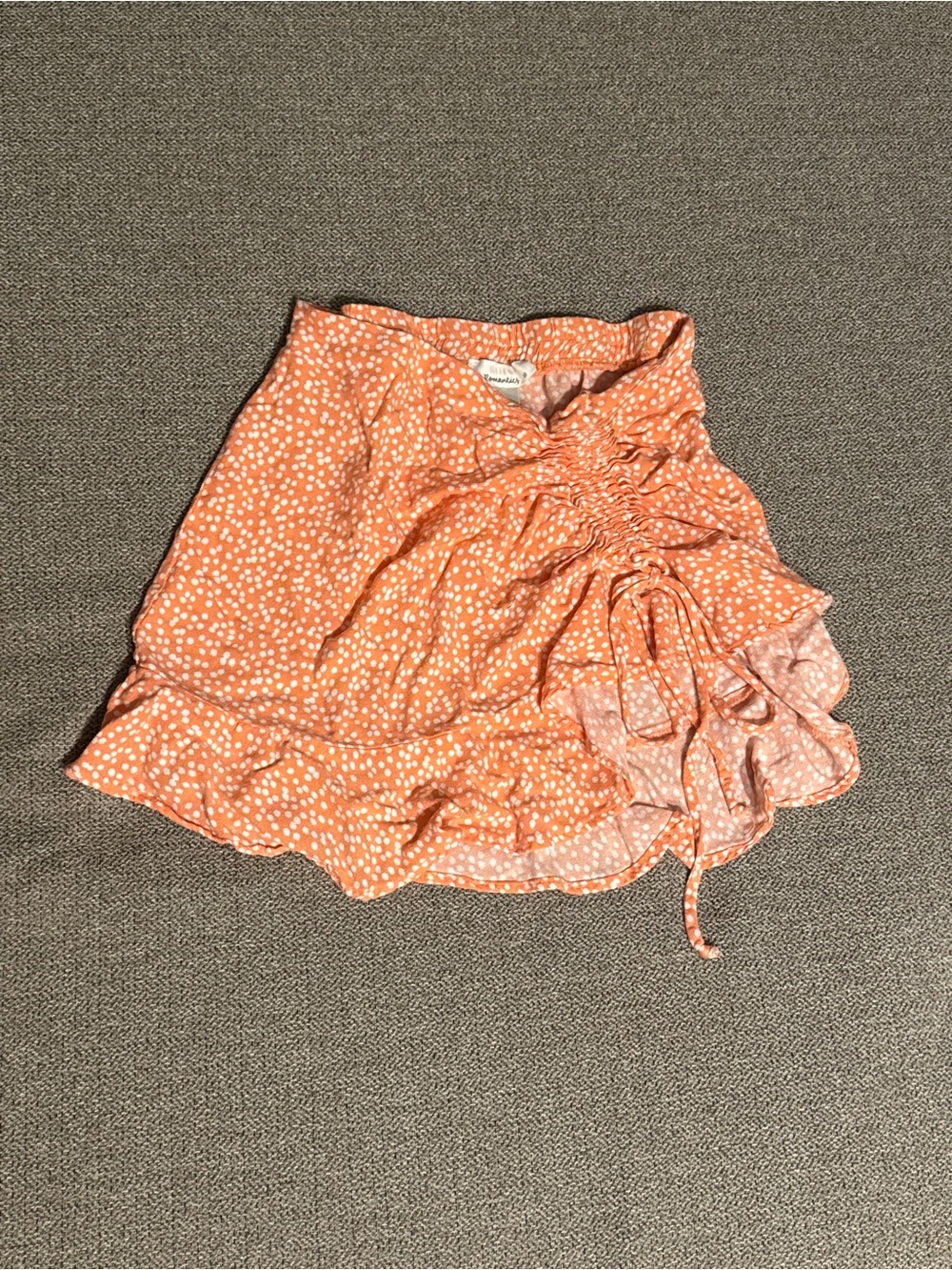 URBAN Romantics Coral Mini Skirt with White Dot Print